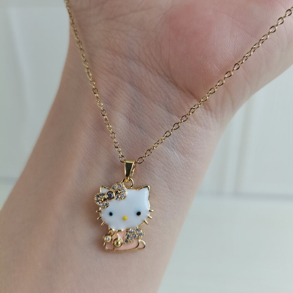 💖 New Hello Kitty Necklace In Gold